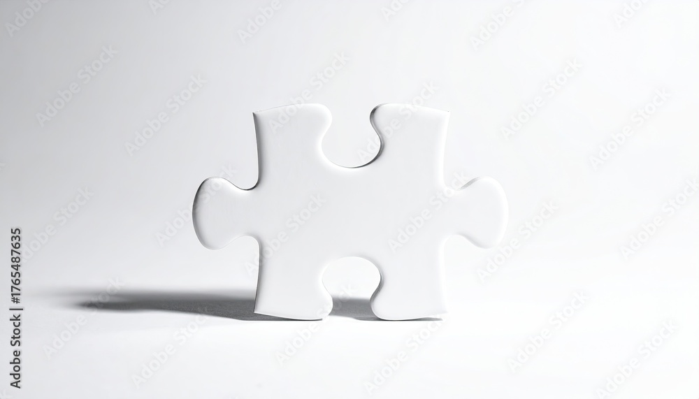 Obraz premium White jigsaw piece standing, casting light shadow