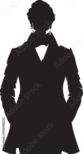 An 1800s Danish male fashion silhouette, capturing men's clothing trends from Denmark during that era.