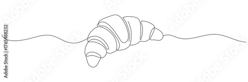 Continuous one line drawing of croissant icon, editable line, Continuous one line drawing minimalist.