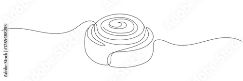 Single line drawing of a cinnamon bun. Editable line. Modern vector illustration