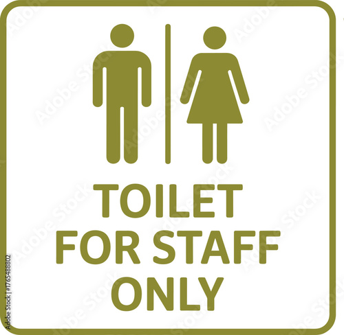 Olive Green Toilet for Staff Only Vector Sign: Exclusive Restroom Icon for Employee-Only Access.