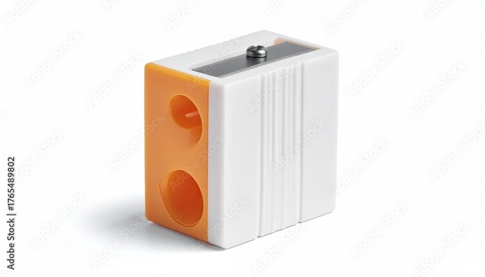 Obraz premium Orange/white sharpener, two holes, white background