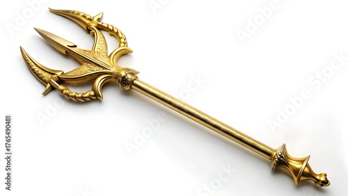 Ornate golden trident a majestic three-pronged spear symbol of power and authority