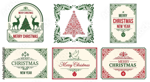 Elegant Christmas Frames and Ornaments Vectors for Holiday Designs