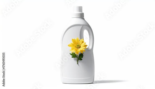 White bottle w/ flower, eco-friendly concept