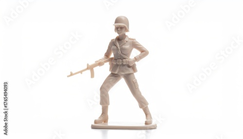 Toy soldier female figure posed ready with rifle