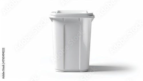 Tall, white, rectangular container with a lid on bright surface