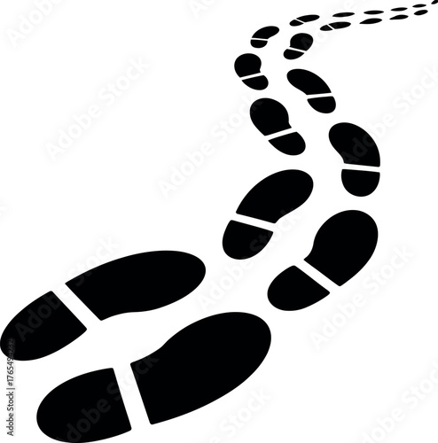 Black footprints illustration vector design for travel and journey concept art