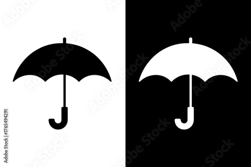 Flat Umbrella Icon. Minimal Black Vector Design for Rain, Weather, and Forecast Apps
