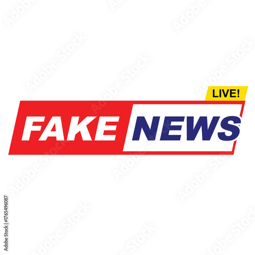 Red FAKE NEWS live logo design for social network platform 004