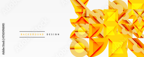 Abstract geometric design. Yellow shapes overlap creating dynamic visual texture. Minimalist style with clean lines, modern aesthetic.