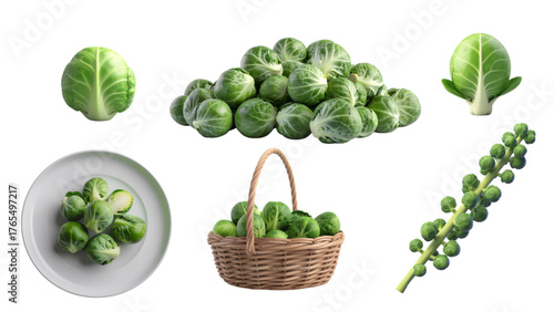 3d Brussels Sprouts Assortment Fresh, Healthy Vegetables for Culinary Delight