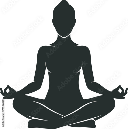 "Meditation Silhouette – Peaceful Yoga Pose and Mindfulness Concept"