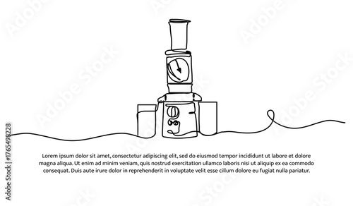 One line of juicer. Abstract minimal continuous line isolated on white background.