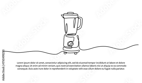 One line of blender. Abstract minimal continuous line isolated on white background.