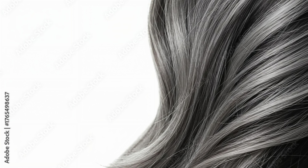 Naklejka premium close up of woman's hair with full gray hair isolated on white background