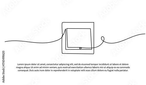 One line of light switch. Abstract minimal continuous line isolated on white background.