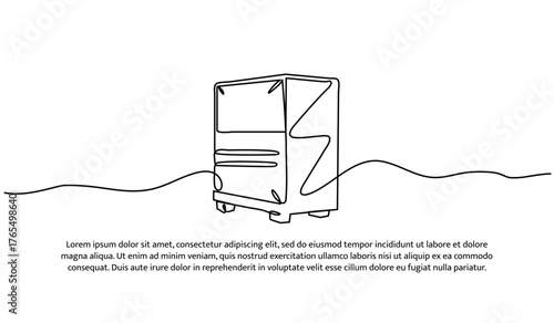 One line of CPU. Abstract minimal continuous line isolated on white background.