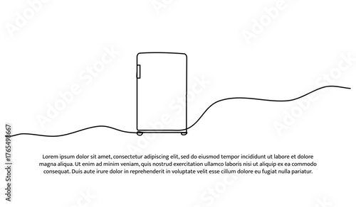 One line of mini refrigerator. Abstract minimal continuous line isolated on white background.