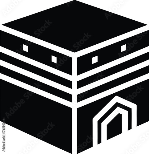 Black Icon of the Kaaba white Islamic