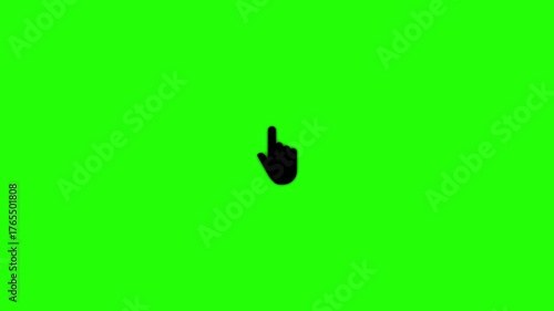 Mouse pointer hand clicks icon animation. Finger touch gesture animation. Hand icon touching animation on green background.