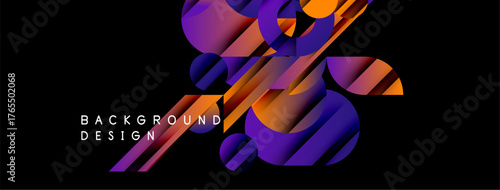Abstract gradients form dynamic layers. Purple, orange hues blend, creating modern background design. Shapes overlap, suggesting depth, movement.