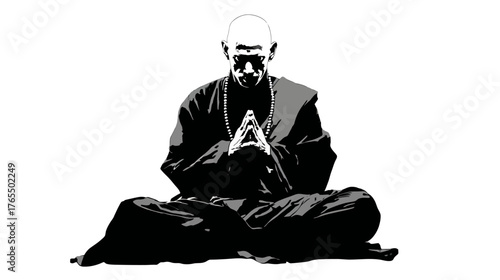 Mindful Meditation Pose Vector Art - Serene Spiritual Practice for Inner Peace, Zen, Focus, and Contemplation