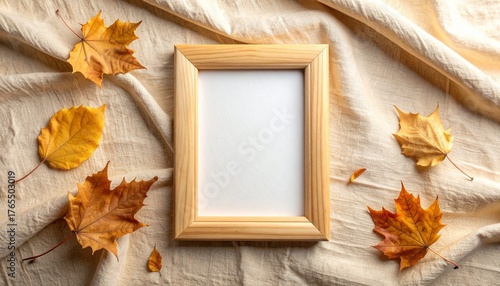 Autumn Branding Template – Minimal Scene with Frame and Leaves
