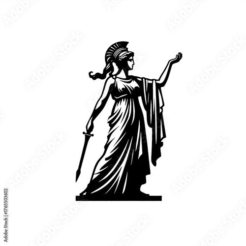 simple stencil vector statue of  athena goddess