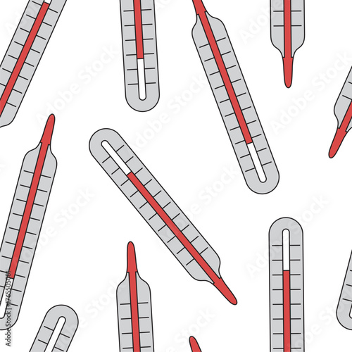 medical thermometer seamless pattern vector illustration. Seamless pattern with medical elements. health care seamless pattern. White background.