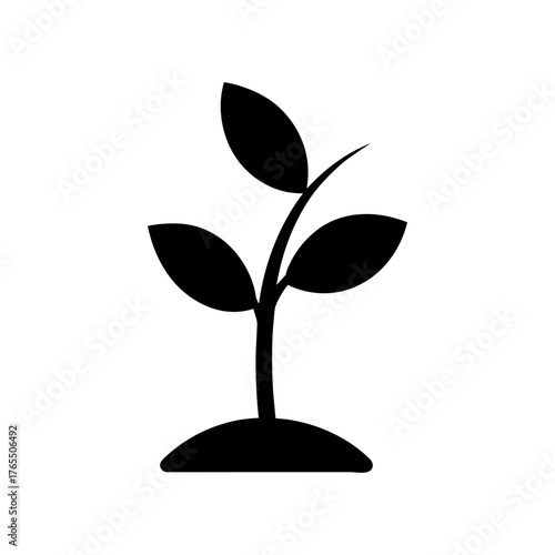 Minimal young plant silhouette vector clean eco nature growth seedling illustration design