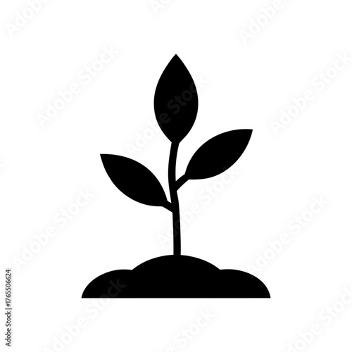 Minimal eco seedling silhouette vector clean green nature growth sustainability illustration