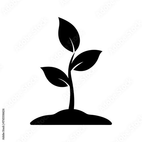 Minimal eco seedling silhouette vector clean nature eco growth plant agriculture illustration