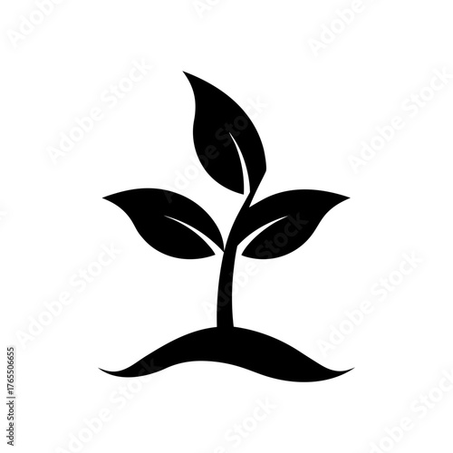 Minimal eco sprout silhouette vector clean growth nature plant seedling sustainability illustration