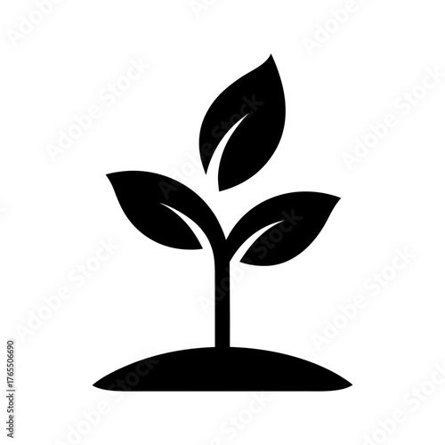 Minimal sprouting plant silhouette vector clean growth nature seedling eco agriculture illustration
