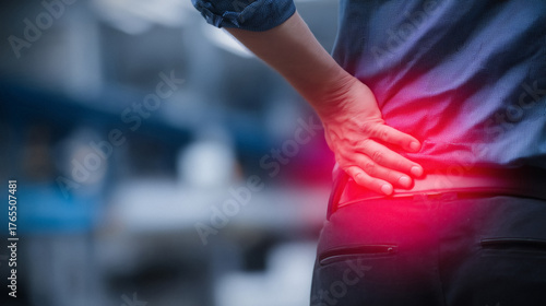 Man experiencing lower back pain seeking relief from discomfort a common health issue needs medical attention