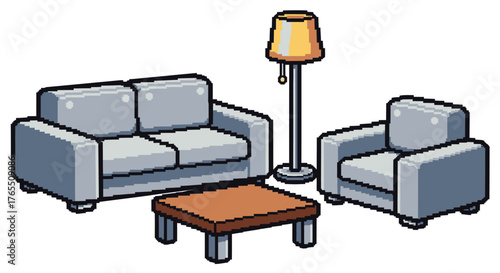 Pixel art living room furniture