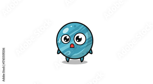 Cute cartoon planet with big eyes and surprised expression