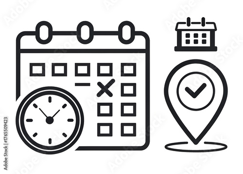 Appointment & Scheduling Icons for Time Management, Calendar & Location Planning
