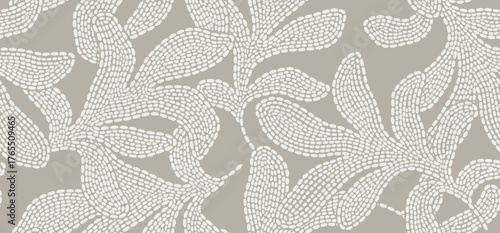 Abstract leaves seamless pattern with dotted style.