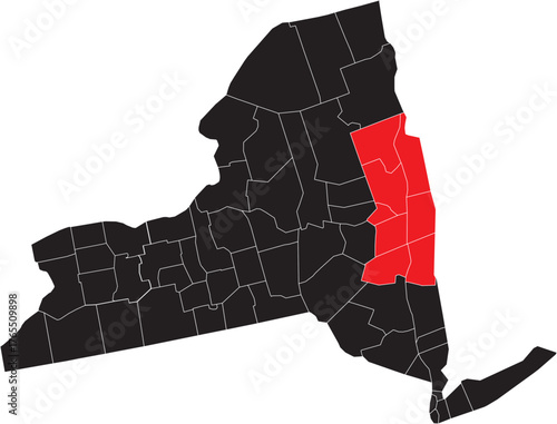 Capital District Region on New York State Map Silhouette