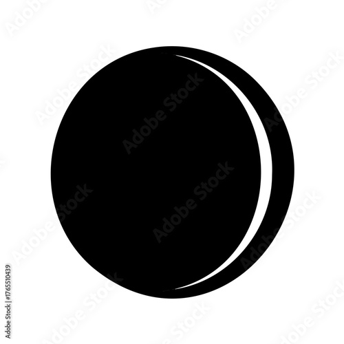 Black circle with a crescent shape illustrating the lunar phase