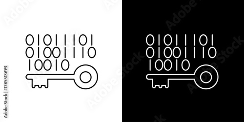 Binary Code Key Secure Data Encryption Icon for Digital Privacy and Online Safety
