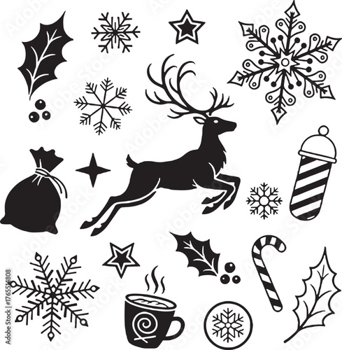 Black & White Christmas Clipart
