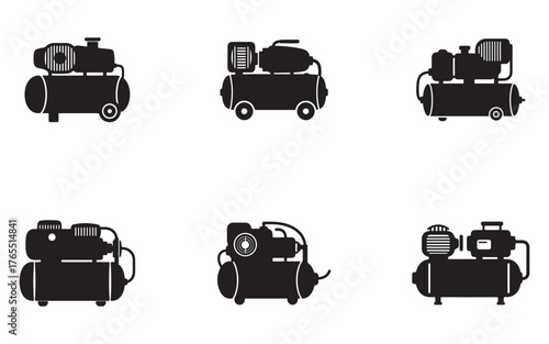 set of air compressor icon silhouette vector illustration design
