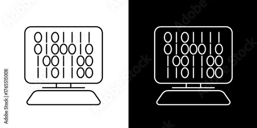 Binary Code on Computer Screen A Modern Data and Computing Concept Icon Illustration