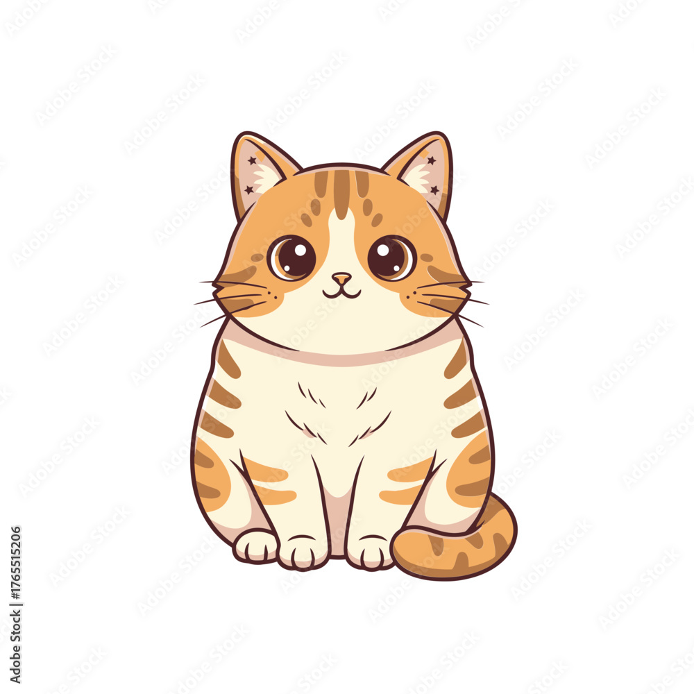 Fototapeta premium Cute Cartoon Cat Illustration