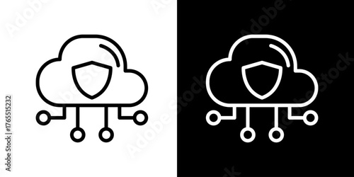 Cloud security icons representing data protection and network connectivity