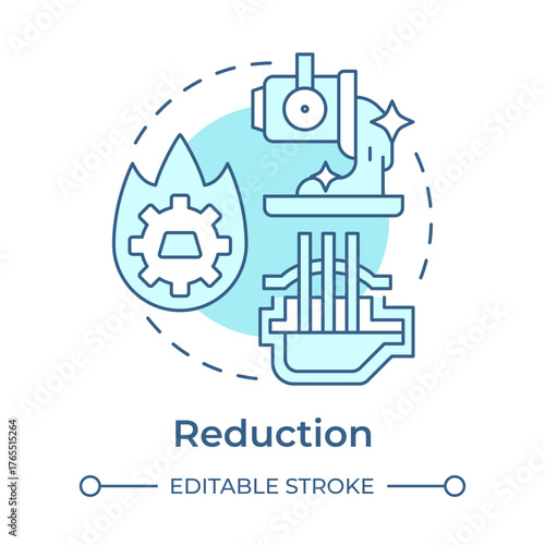 Reduction soft blue concept icon. Extraction of crude metal. Stage of metallurgical process. Steelmaking technology. Round shape line illustration. Abstract idea. Graphic design. Easy to use in