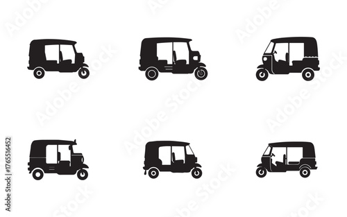 set of rickshaw icon silhouette vector illustration design
